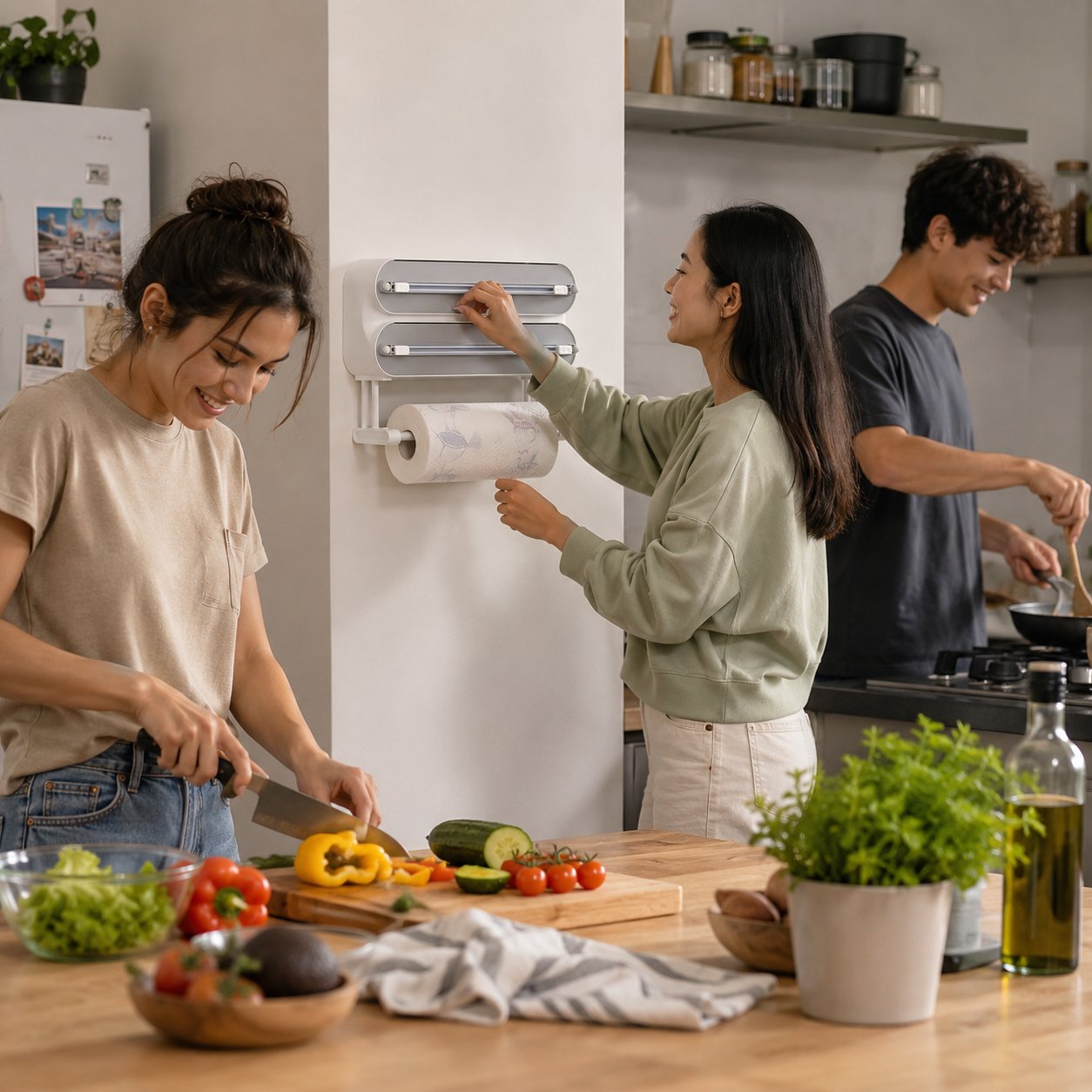 Magnetic Kitchen Roll & Wrap Dispenser for Kitchen Storage