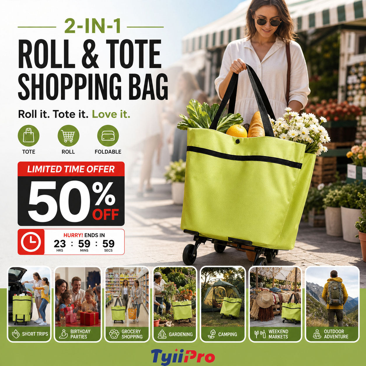 🔥HOT SALE 50% OFF🔥Foldable 2-in-1 Shopping Bag