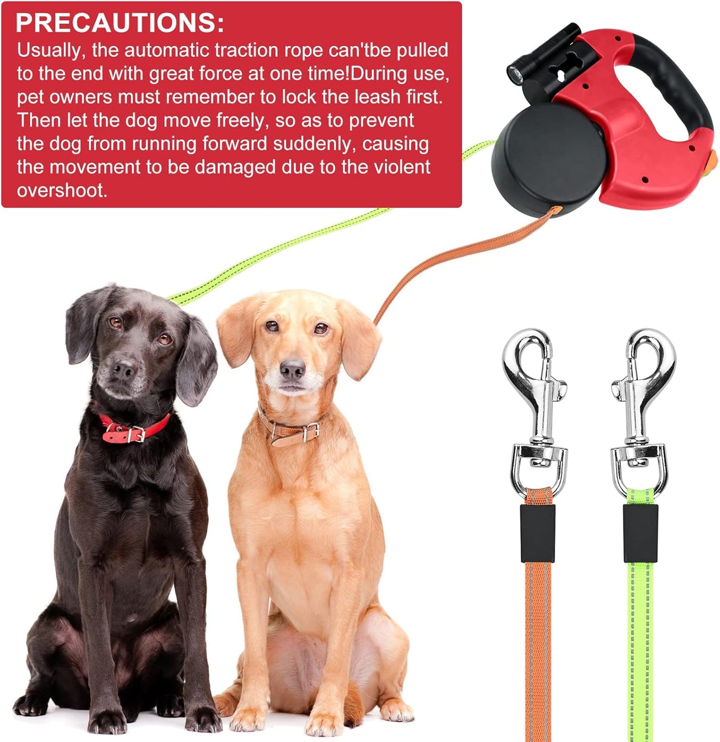 Retractable Dog Leash for Walking Two Dogs