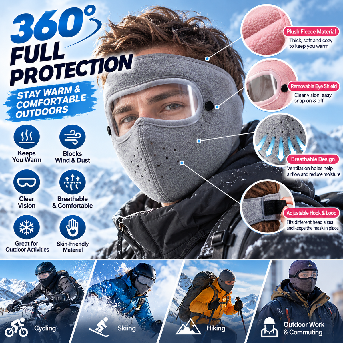 Tyiipro™ Winter Face Mask with Detachable Eye Shield
