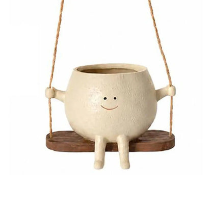 Whimsical Rocking Chair Resin Planter with Drainage Hole
