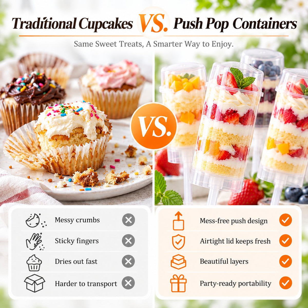 🧁Tyiipro™ Clear Push Pop Containers for Layered Desserts