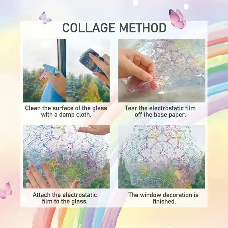 Floral Static Cling Window Stickers – No-Residue, Repositionable & Cut-to-Fit