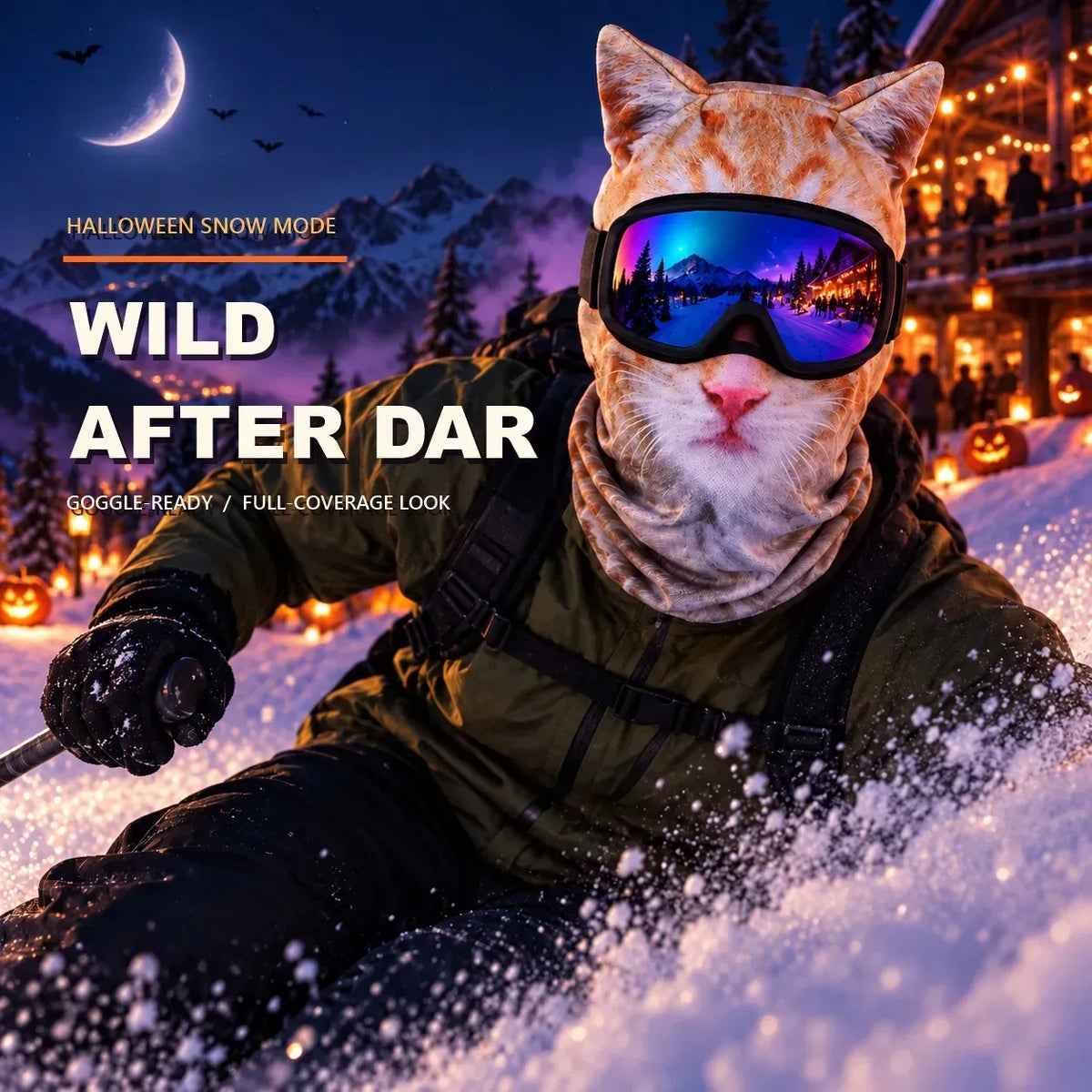3D Animal Balaclava with Ears | Halloween Face & Neck Hood