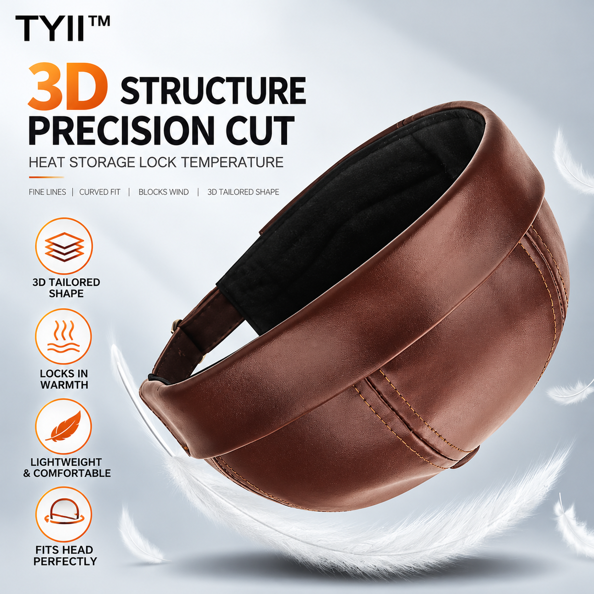 TYII™ Men's Winter Leather-Look Docker Hat – Warm Fleece-Lined Brimless Cap, Adjustable Vintage Beanie