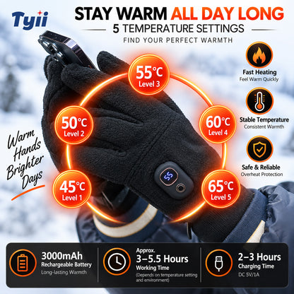 🔥Free Shipping🔥TYII™ Rechargeable Heated Gloves – 5-Level Temperature Control, Touchscreen Winter Thermal Gloves