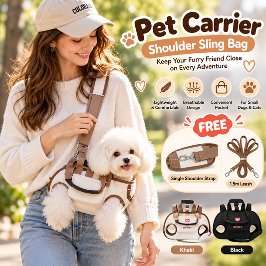 2-in-1 Pet Carrier Shoulder Bag & Backpack with Free Leash – Breathable Carrier for Small Dogs & Cats