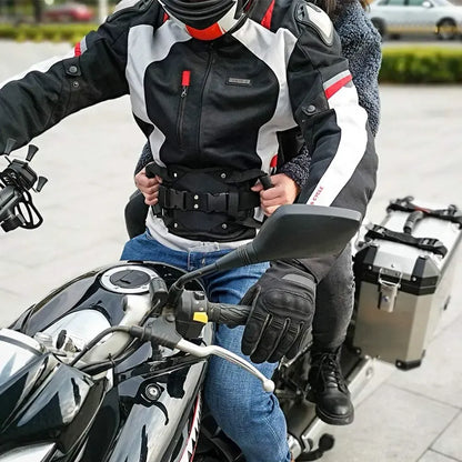 Adjustable Motorcycle Passenger Grab Handle Belt | Dual-Grip Waist Support