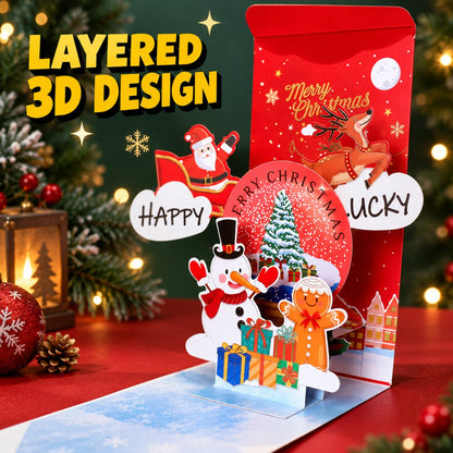 2-Pack 3D Christmas Money Cards – Handmade Pop-Up Holiday Cards with Cash Pocket & Message Space