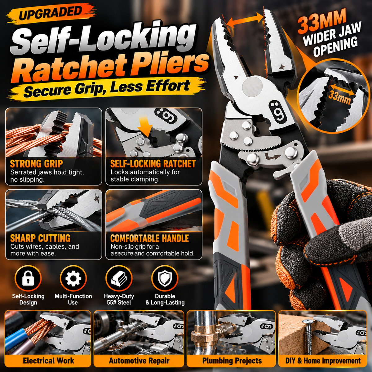 Tyiipro™  Self-Locking Ratchet Pliers – Secure Grip, Less Effort