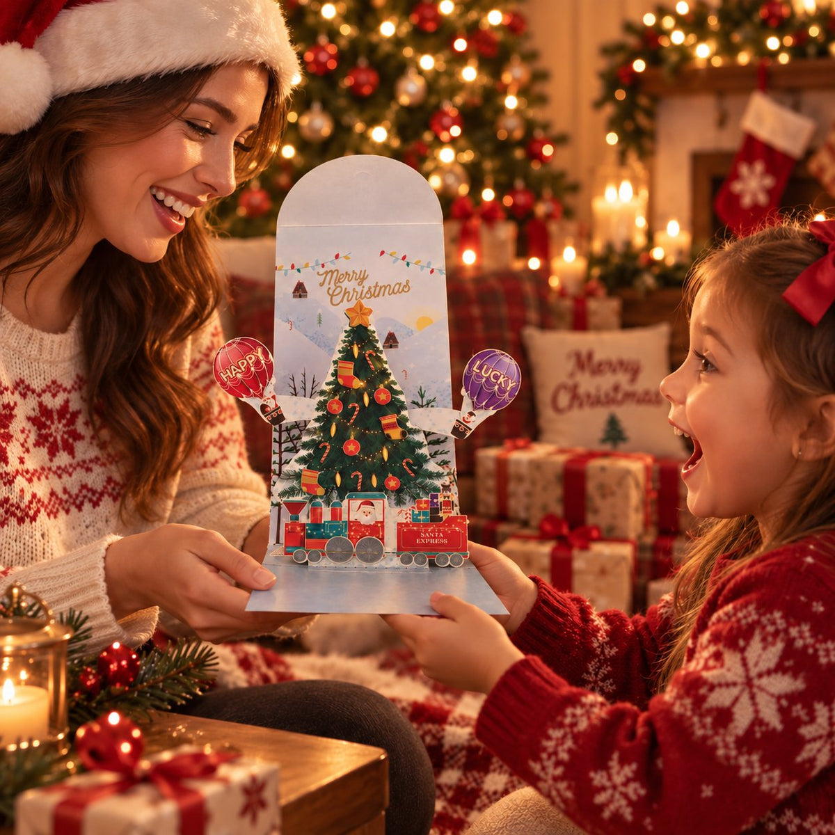 2-Pack 3D Christmas Money Cards – Handmade Pop-Up Holiday Cards with Cash Pocket & Message Space