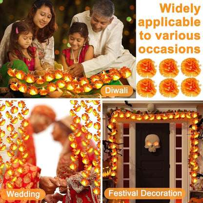 🎃🌼 Mexican Marigold Flower String Lights