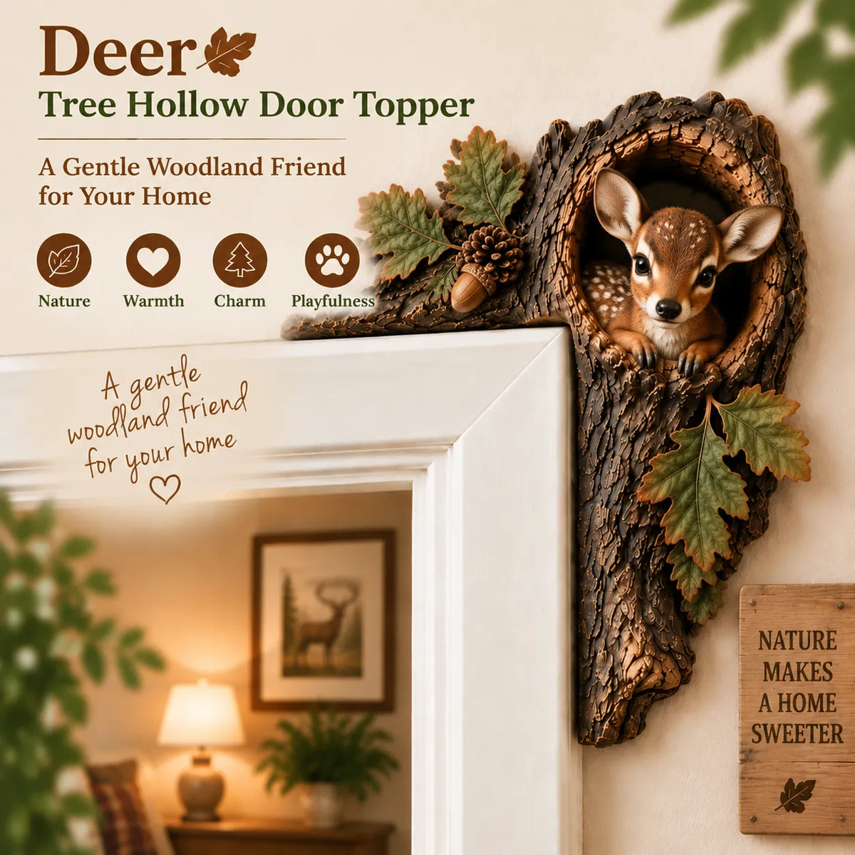 Chipmunk Tree Hollow Door Topper | Woodland Animal Doorway Decor For Cozy Nature Homes