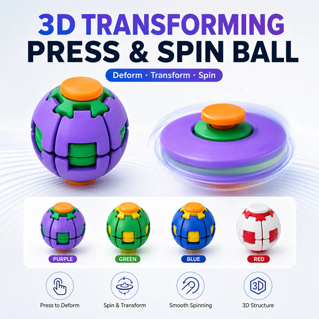 Press-to-Spin Stress Relief Fidget Ball