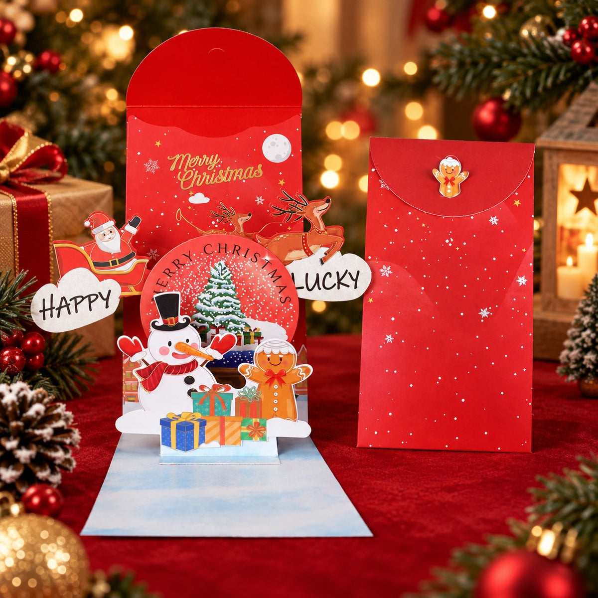 2-Pack 3D Christmas Money Cards – Handmade Pop-Up Holiday Cards with Cash Pocket & Message Space