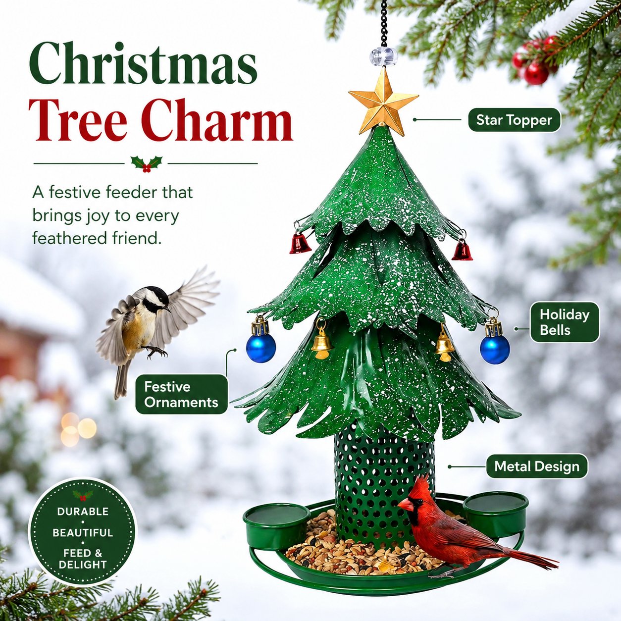 🎄Christmas Tree Bird Feedera🐦Festive Backyard Holiday Decor✨