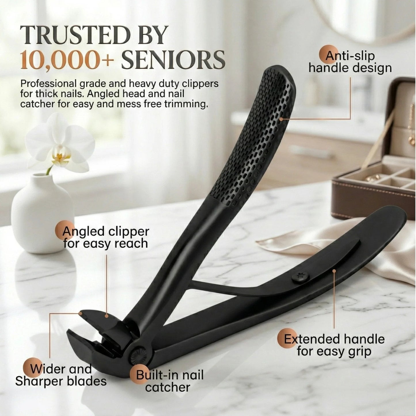 TYIIPRO™ Nail Clipper for Seniors, Wide Jaw Long Handle Clipper for Thick Nails