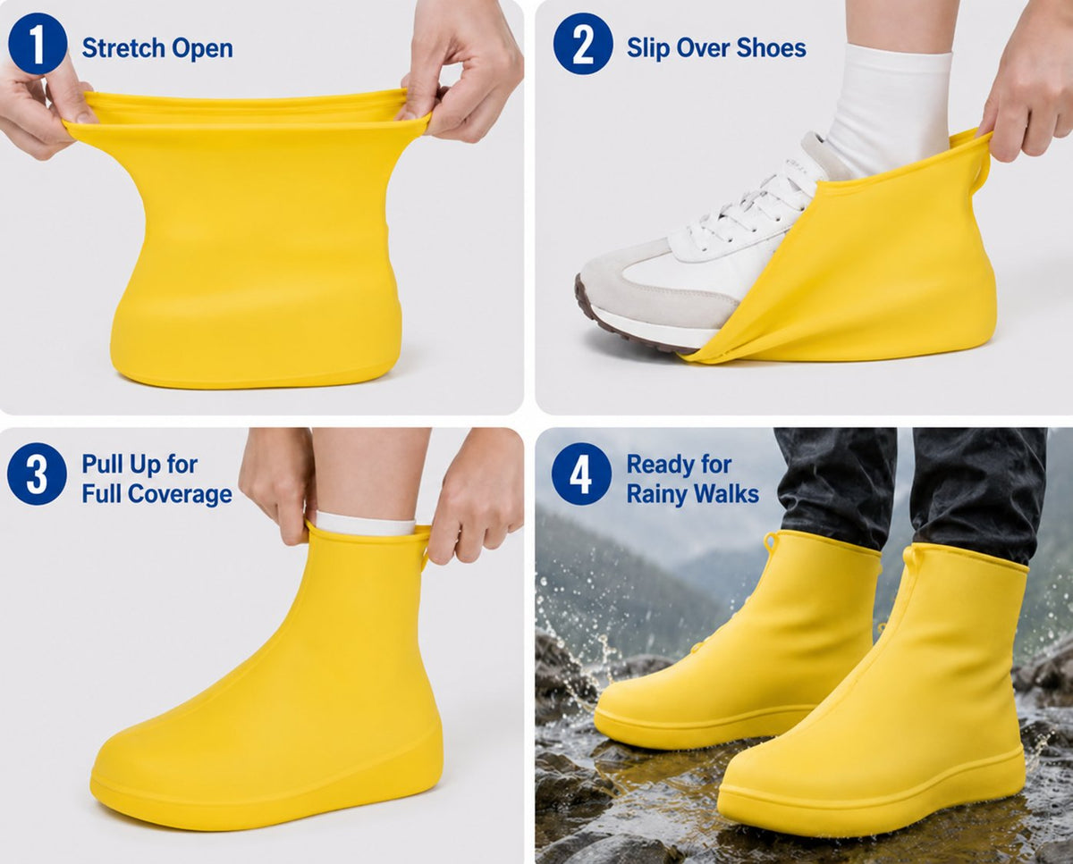 🌧️ Tyiipro™ Heavy-Duty Non-Slip Reusable Waterproof Shoe Covers – Keep Shoes Clean & Dry