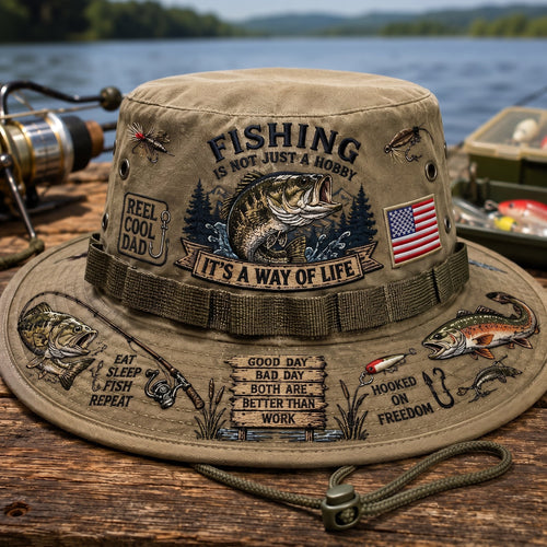 Fishing Is a Way of Life Embroidered Boonie Hat – Outdoor Fishing Bucket Hat