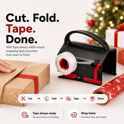 TYIIPRO™ 2-in-1 Wrapping Paper Cutter & Tape Dispenser – Gift Wrapping Tool for Faster, Cleaner & Straighter Cuts