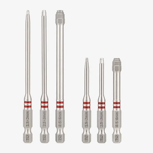 TYIIPRO™ 6PCS S2 Alloy Steel Magnetic Screwdriver Bits Set – Pagoda Hex Shank Drill Bit Set
