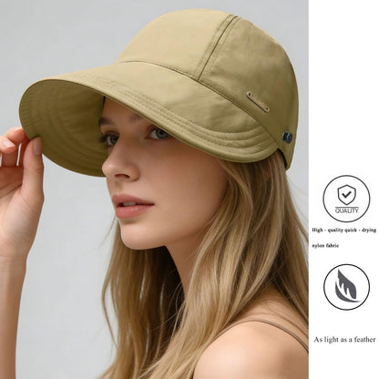 Women's Wide Brim Sun Visor Hat – UPF 50+ Foldable UV Protection Cap