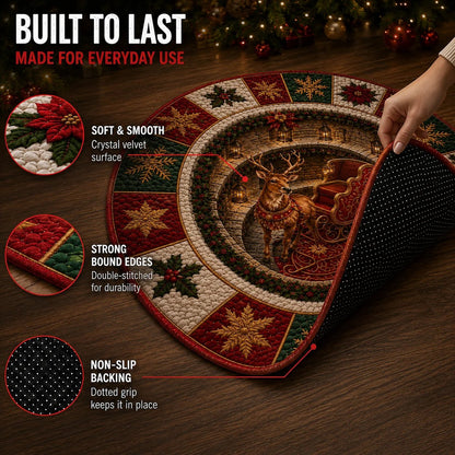 🎄3D Optical Illusion Vortex Quilted Round Christmas Rug