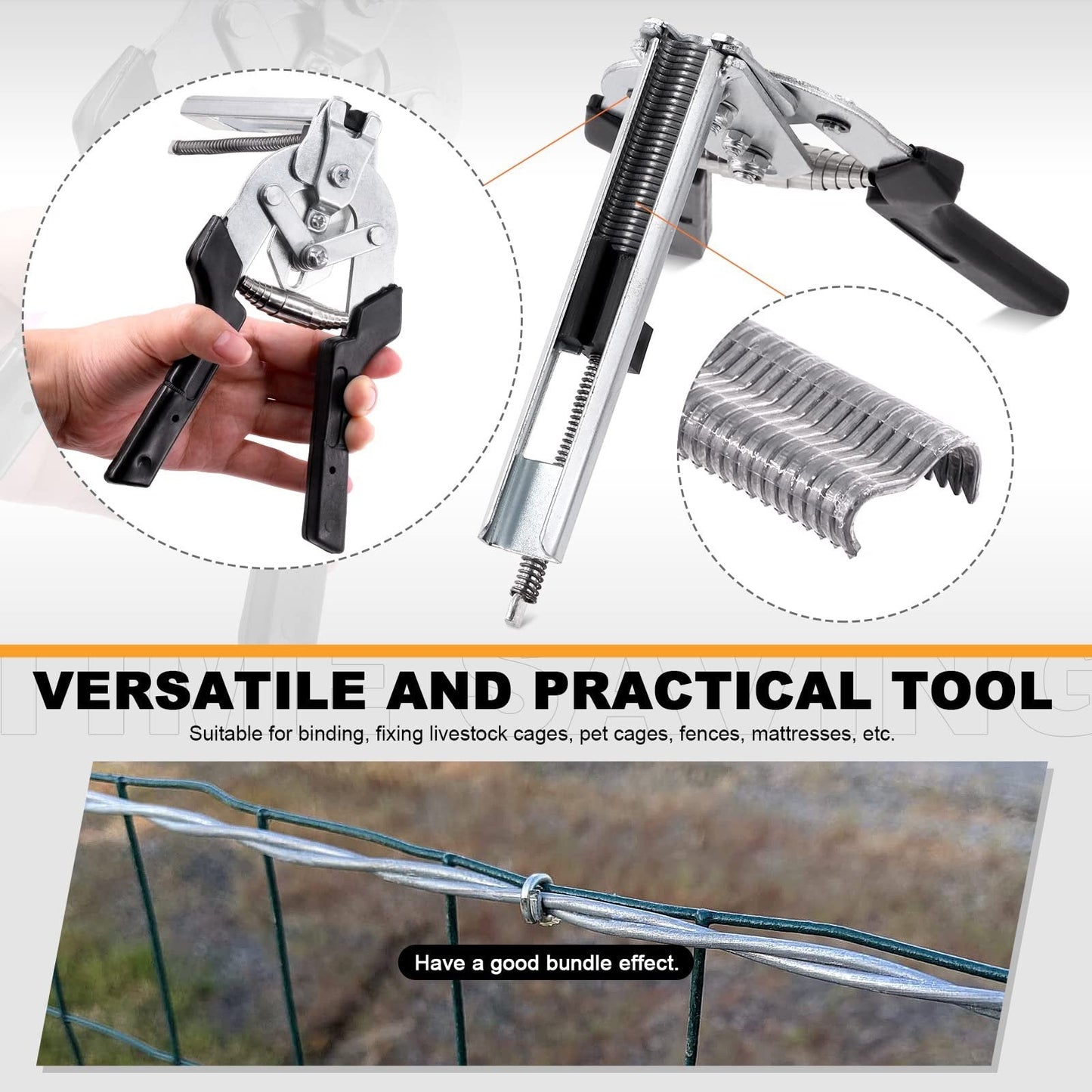 TYIIPRO™ M-Type Hog Ring Pliers Kit – Semi-Automatic Spring-Loaded Fence & Cage Repair Tool