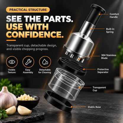 🥣Tyiipro™ Chop Garlic Faster – Press-Down Manual Food Chopper