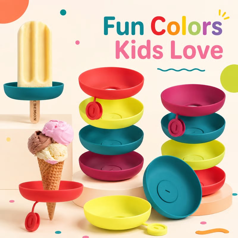 4PCS Silicone Ice Pop Holder - Drip Catcher for Frozen Treats - Dishwasher Safe Summer Kids and Toddler Essentials
