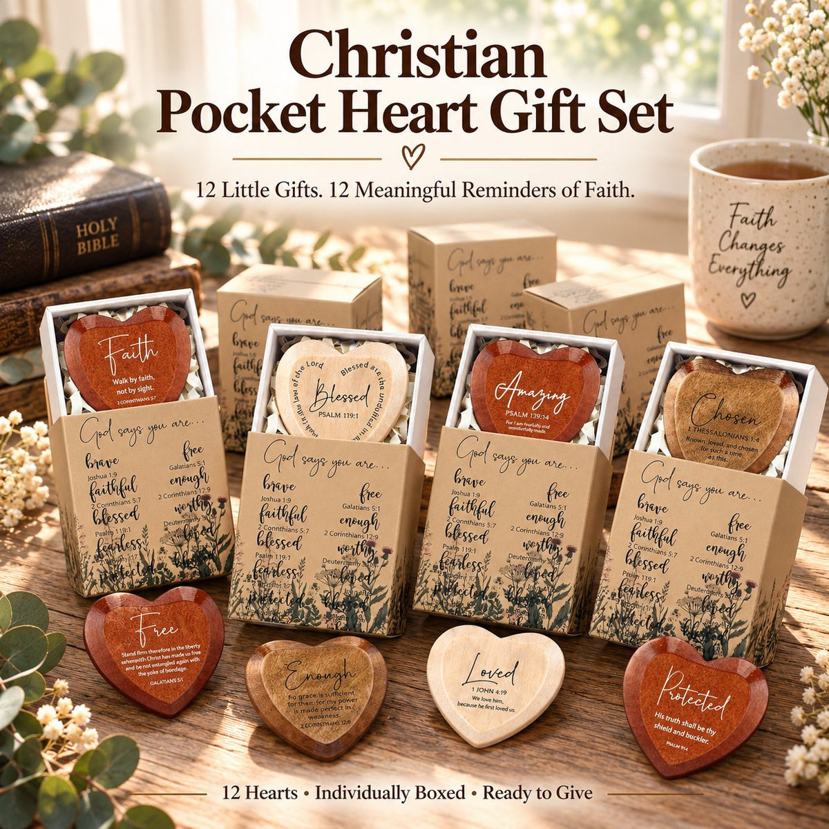✝️ 🎁 Christian Pocket Heart Gift Set(Set of 12)