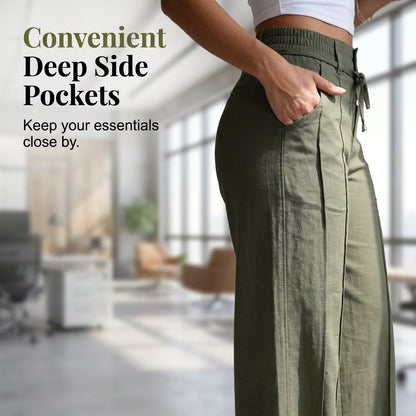 TYIIPRO™ Women’s Wide Leg Pleated Trousers – Elegant Vertical Line Design