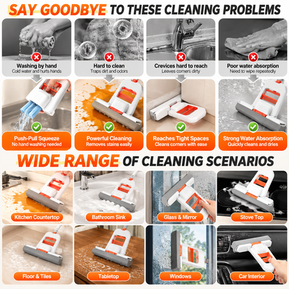 Mini Foldable Sponge Mop – Self-Squeezing Handheld Cleaner for Wet & Dry Use