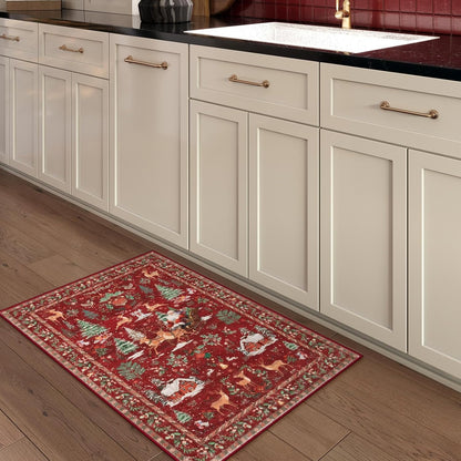🎄 Christmas Deer & Santa Long Runner Rug