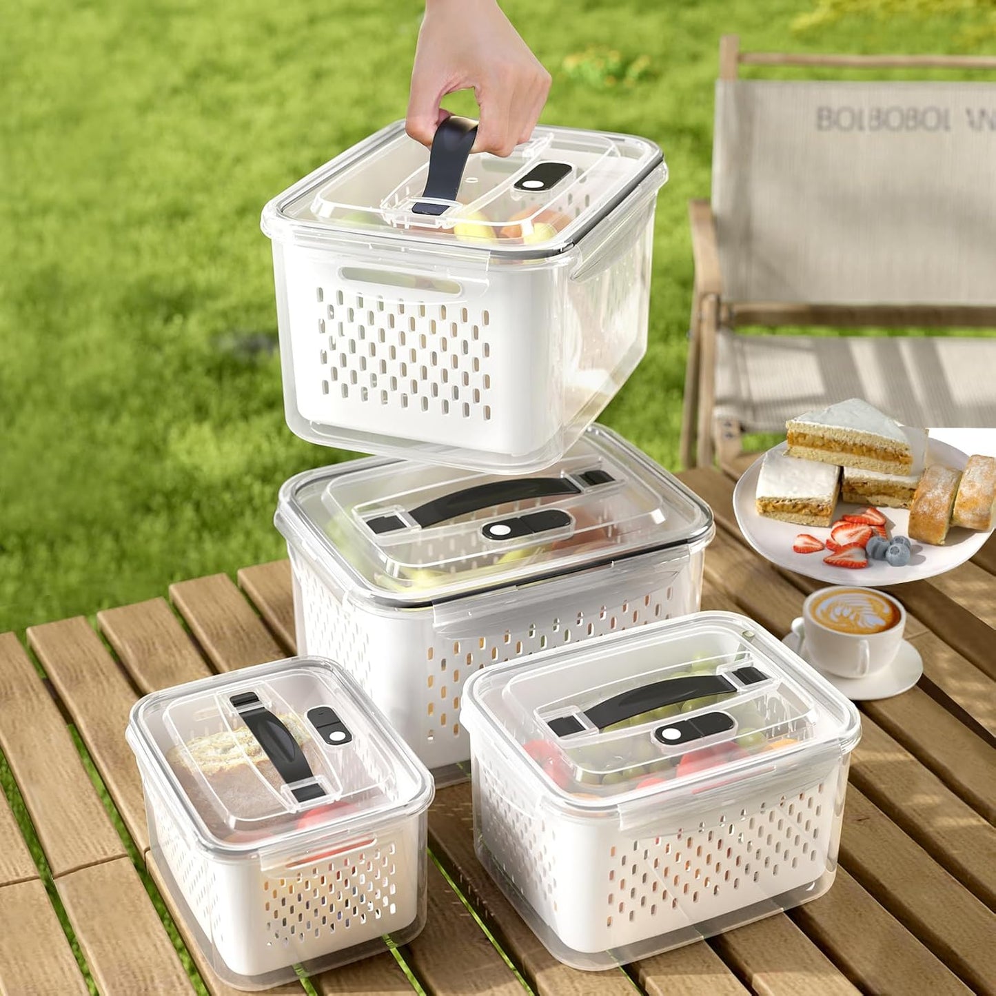 Fruit & Vegetable Storage Containers with Removable Colander