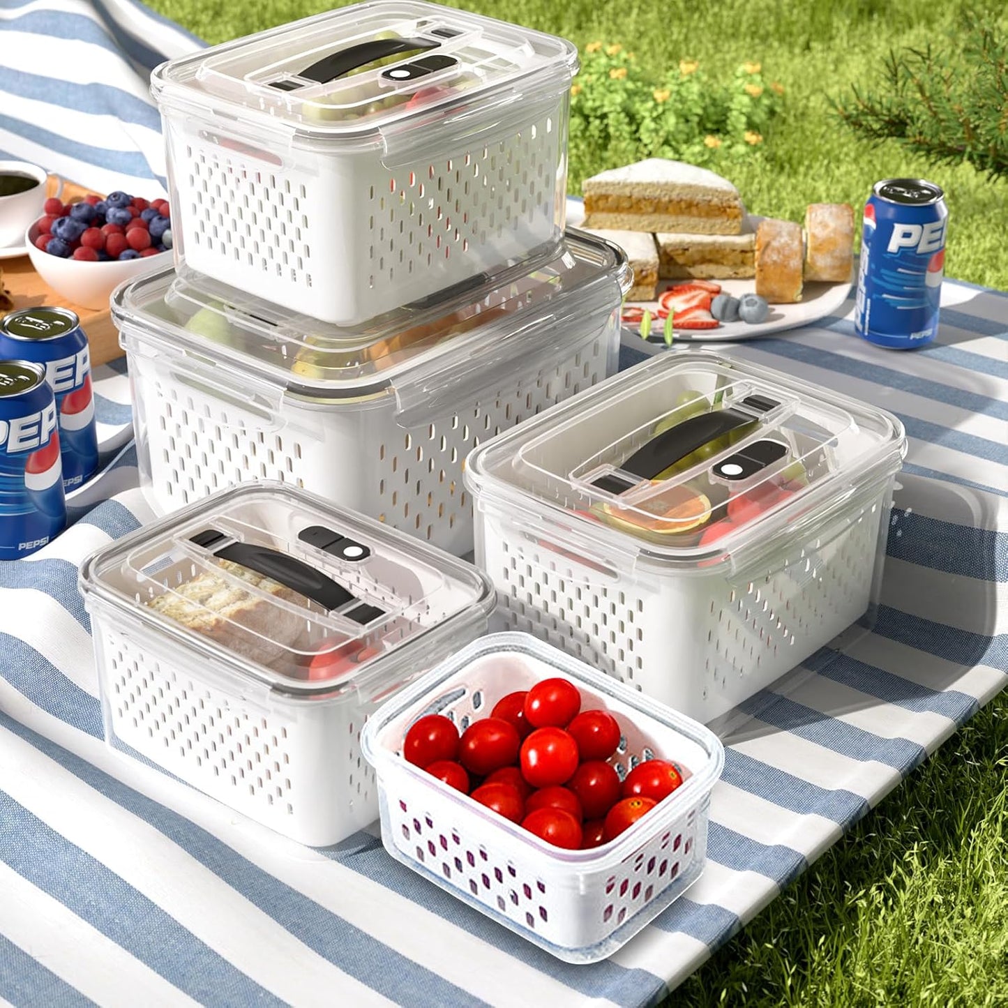 Fruit & Vegetable Storage Containers with Removable Colander
