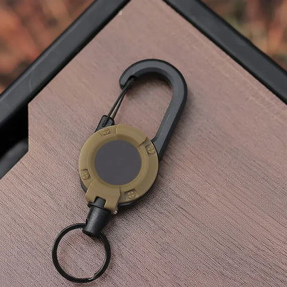Heavy-Duty Retractable Carabiner Keychain – 25in Steel Lanyard, 100K Pull Cycles