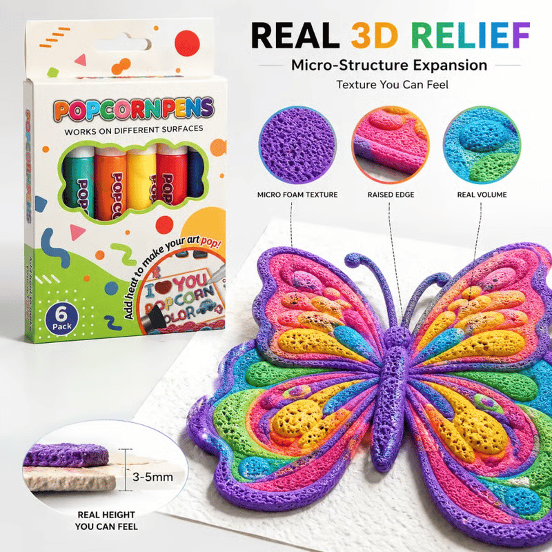 🖍️ Magic Puffy Bubble Pens – Heat-Activated 3D Art Markers for Kid