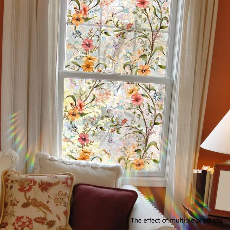 Floral Static Cling Window Stickers – No-Residue, Repositionable & Cut-to-Fit