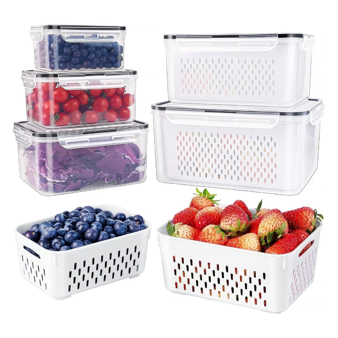 Fruit & Vegetable Storage Containers with Removable Colander