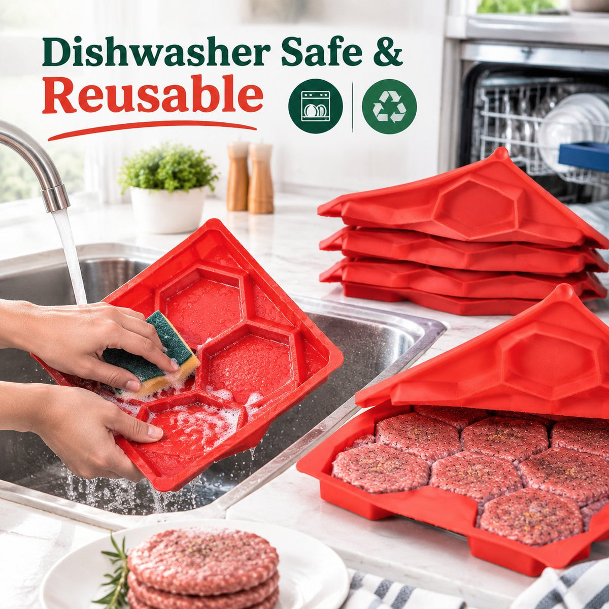 🍔Tyiipro™ Burger Press & Freezer Container – Makes 8 Quarter-Pound Patties