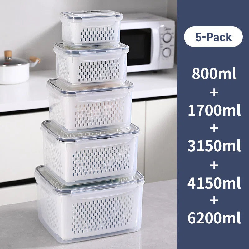 Fruit & Vegetable Storage Containers with Removable Colander
