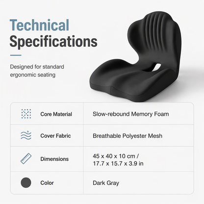 Ergonomic Memory Foam Seat Cushion – Comfortable Support for Office & Car