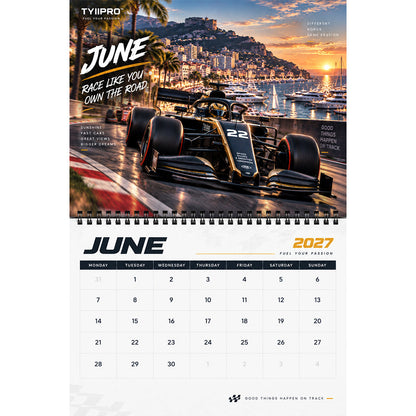 🏎️TYIIPRO™ 2027 Motorsport Racing Calendar – 12-Month Wall Calendar, 11 × 8.5 Inch Racing Car Calendar for Motorsport Fans