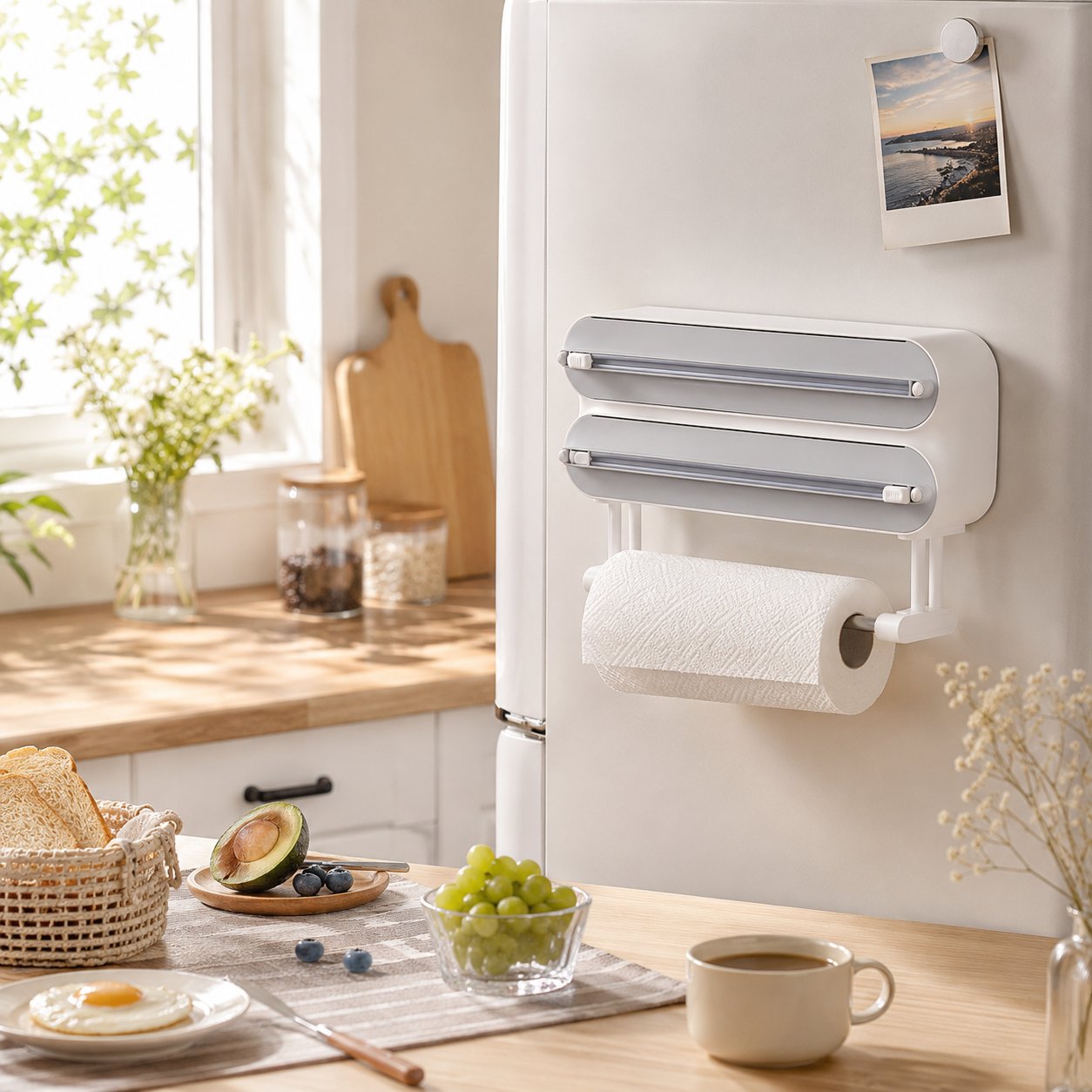 Magnetic Kitchen Roll & Wrap Dispenser for Kitchen Storage