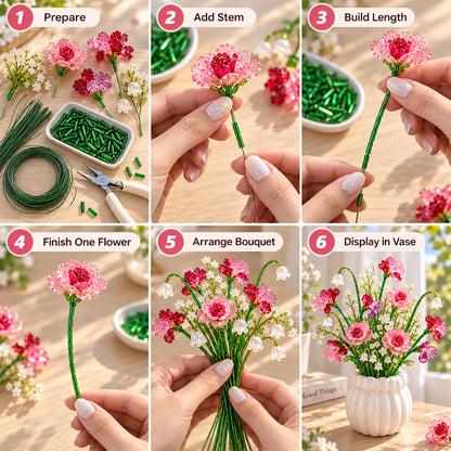 🌼✨DIY Beaded Wildflower Bouquet Kit – Handmade Crystal Flower Craft Set🌸✨
