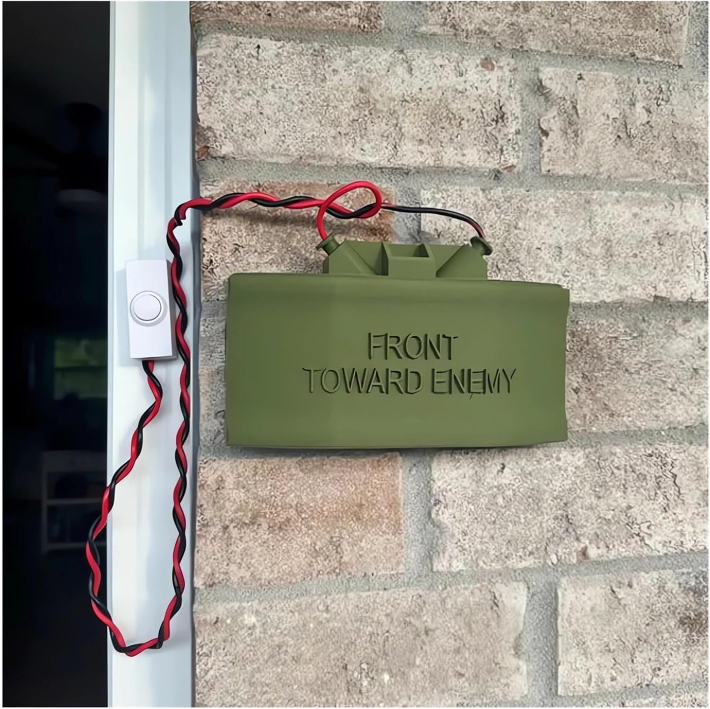 Prank Claymore Mine Doorbell No Soliciting Safe Doorbell Funny Fake Fake Mine Doorbell Gift Bell Button Cover Front for Joke Gag Pranks Gift Toward Friend Adults Home Decor