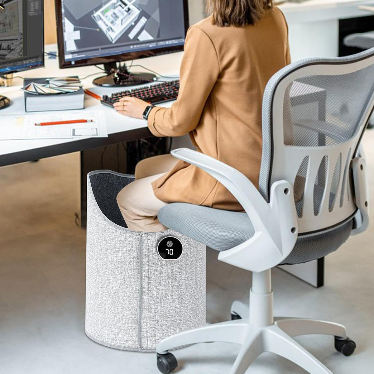 TYII™ 360° Electric Foot & Leg Warmer – 5-Level Under Desk Heater with Digital Display