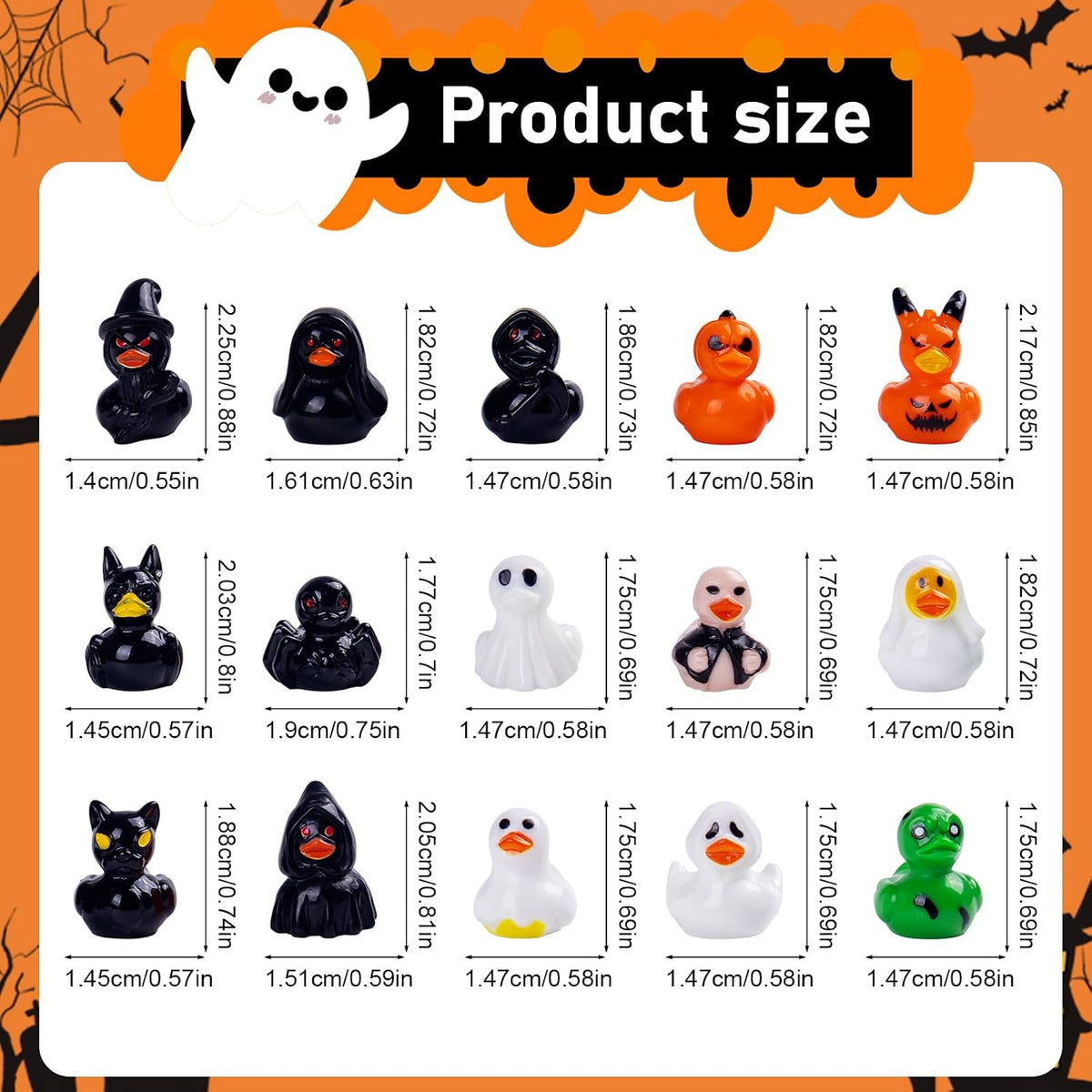 🎃 50PCS Mini Halloween Resin Ducks – 15 Spooky-Cute Styles