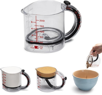 Tyiipro™ Adjustable All-in-One Measuring Cup – 1 Cup, ½ Cup, ⅓ Cup & ¼ Cup